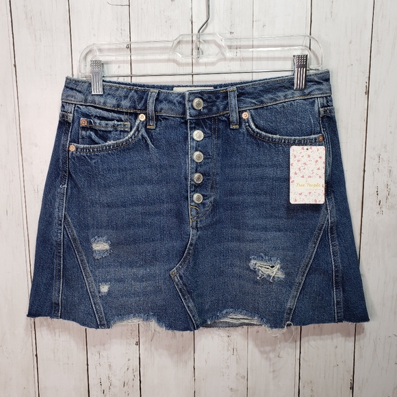 New! We the Free People Women's Mini Skirt Distres - Picture 4 of 9
